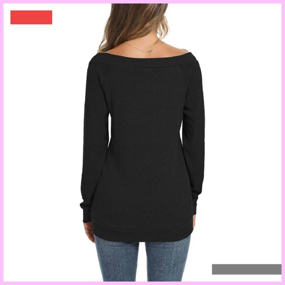 Long Sleeve Off Shoulder Boat Neck Tunic Top - Size Small - Picture 3 of 4